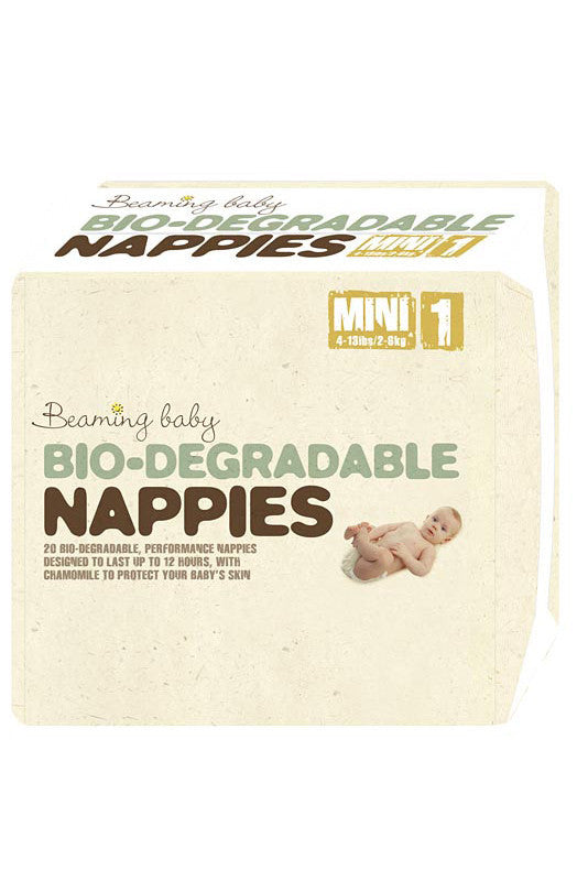 Beaming Baby, Bio Degradeable Nappies Mini Size 1 (2-6kgs) 20 pack